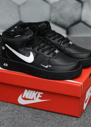 Мужские кроссовки nike air support мех / чоловічі кросівки найк чорні хутро