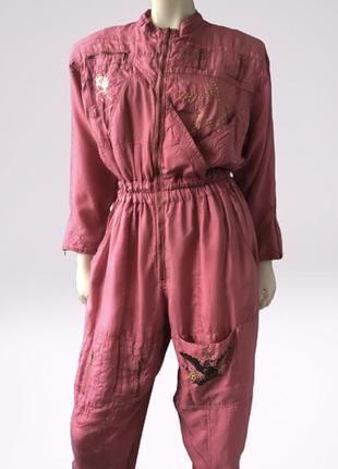 Очень красивый винтажный шелковый комбинезон бренда  o.t.y."s  munich, германия4 фото
