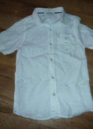 John lewis белая льняная рубашка на 7 лет 100% лен2 фото