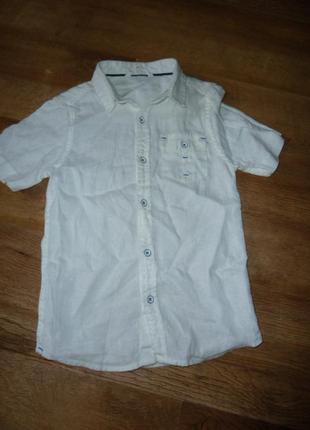 John lewis белая льняная рубашка на 7 лет 100% лен1 фото