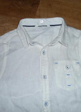 John lewis белая льняная рубашка на 7 лет 100% лен7 фото