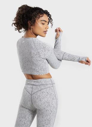 Женский кроп лонгслив gymshark fleur texture оригинал2 фото