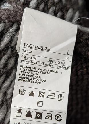 Шерстяной свитер кардиган светр benetton кофта, крупная вязка, удлинённый, под пояс5 фото