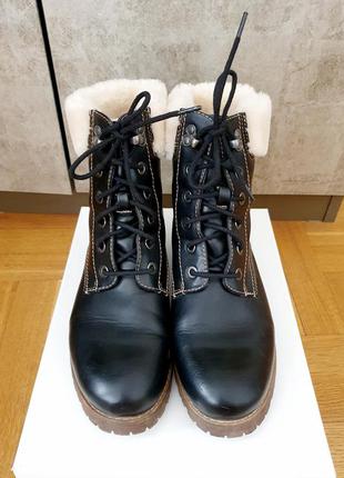 Новые темно-коричневые зимние ботинки graceland на шнурках с искусственным мехом.2 фото