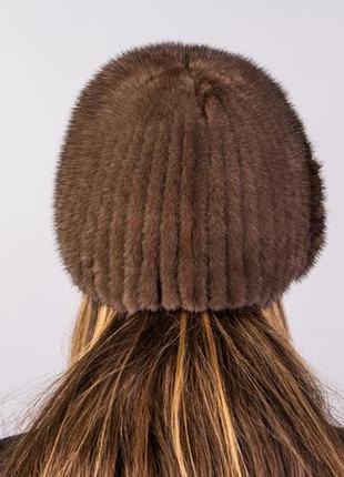 Зимняя вязаная норковая шапка4 фото