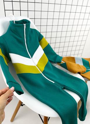 Теплий на флісі ромпер стійкою суцільний комбінезон під шию