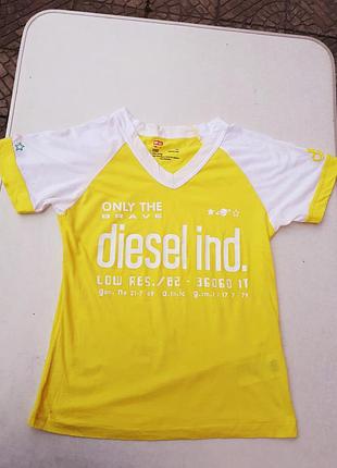 Футболка diesel котонова жовта біла