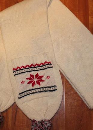 Зимний, теплый, длинный, мягкий шарф с орнаментом3 фото