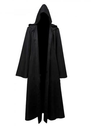 Мужской маскарадный костюм джедая звездные войны черный плащ с капюшоном маг волшебник + подарок3 фото