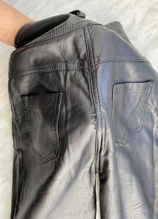 Чёрные кожаные штаны брюки размер хс с высокая посадка7 фото