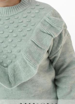 Стильный, удлиненный свитер-туника с оборками💕4 фото