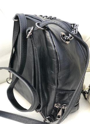 Женский кожаный рюкзак - сумка кроссбоди италия borse in pelle2 фото