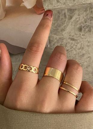 Кольцо кольца каблучки 3 шт набор комплект стильные тренд под золото новые