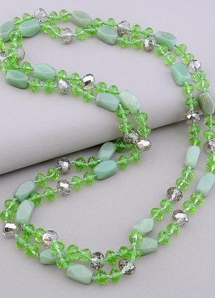 Бусы нефрит,чешский хрусталь 120 см.