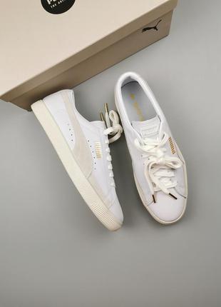 Кроссовки премиум puma basket 90680 lux white 372894-01 оригинал