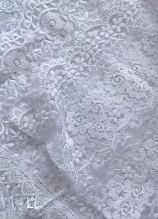 Шарф белый гипюровый ажурный для церемонии свадьба, крестины, венчание2 фото
