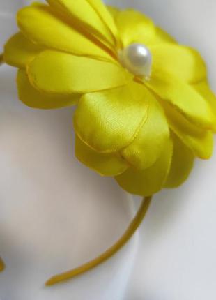 Ободок с цветком в атласной обтяжке обруч2 фото