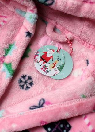 Халат теплий пухнастий фліс на дівчинку новорічна забарвлення primark family look