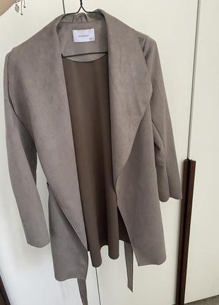 Кардиган пальто плащ reserved замшевий сірий штучний замш 382 фото