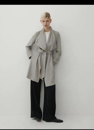 Кардиган пальто плащ reserved замшевый серый замш искусственный 38
