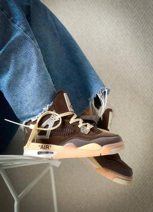 Кросівки nike air jordan 4 mid off white "brown"4 фото