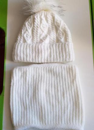 Зимовий набір комплект шапка, шарф снуд хомут ambra 5-8 років2 фото