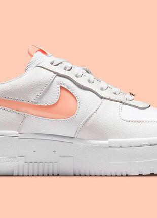 Кроссовки женские nike air force 1 pixel белые/оранжевые (найк аир форс пиксель, кроссівки)