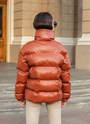 Теплая зимняя куртка из эко-кожи6 фото