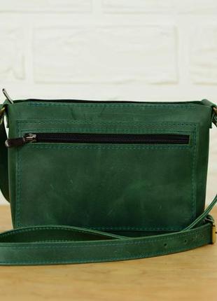 Кожа. ручная работа. кожаная зеленая сумка, сумочка. кожаный клатч.5 фото