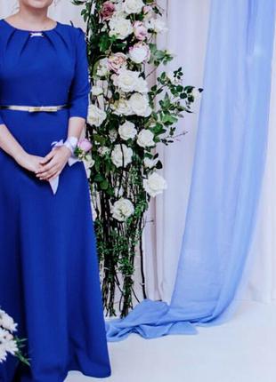 Платье насыщенного синего цвета2 фото