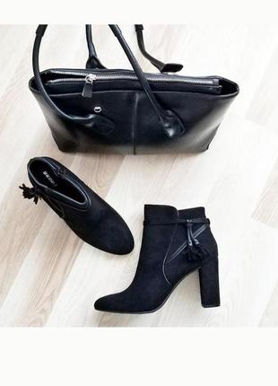Замшевые ботинки стильные ботильоны классические на устойчивом каблуке полусапоги на высоком каблуке2 фото