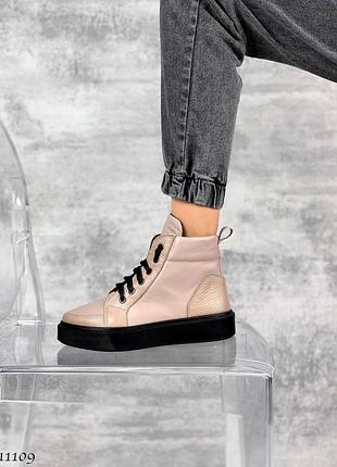 Высокие кеды,кожаные кеды бежевы