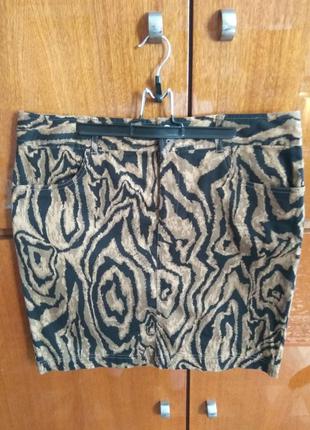 Модная юбка котоновая тигровый принт chaps est 1978  размер 12(us) - l
