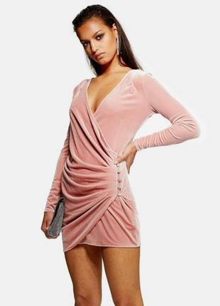 Новое велюровое, бархатное платье с биркой розовое