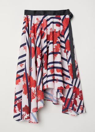 Роскошная юбка на запах h&m, в цветы и полоску! люкс качество!1 фото