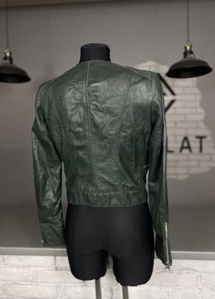 Куртка кожаная  куртка зелёная кожаная куртка mango шкіряна зелена куртка5 фото