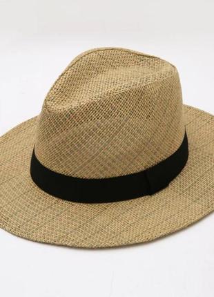 Соломенная шляпа федора хаки1 фото