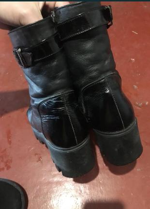 Кожаные зимние ботинки на шнуровке4 фото