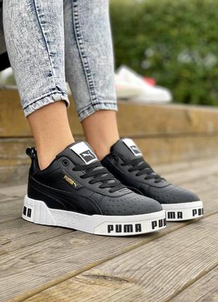 Зимние кожаные женские черно-белые кроссовки на меху puma cali 🆕пума кали8 фото