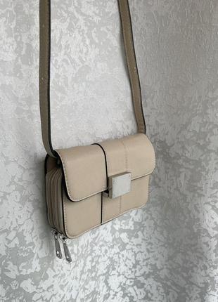 Стильная сумка tcm tchibo бежевая через плечо, кросс боди, поясная как кошелек9 фото