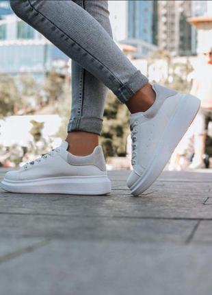 Белые кроссовки ботинки кеды в стиле mcqueen