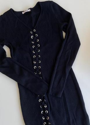 Синее вязанное платье orsay