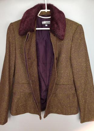 Итальянское лёгкое пальто пиджак короткое шерстяное с меховым воротником брендовый пиджак rundholz2 фото