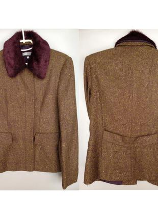 Итальянское лёгкое пальто пиджак короткое шерстяное с меховым воротником брендовый пиджак rundholz6 фото