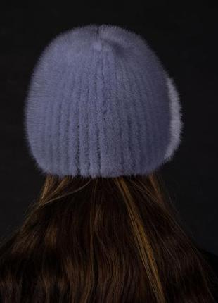 Вязаная норковая женская шапка4 фото