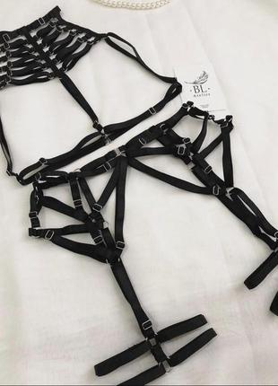 Портупея, контурное белье, гартеры, стрепы, комплект, чокер, подвязки