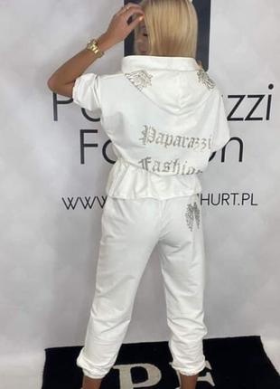 Шикарный белоснежный костюм, люкс качество, размер л.3 фото