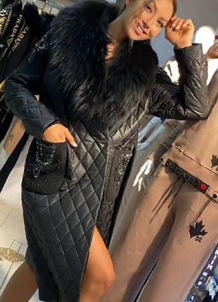 Шикарное пальто, премиум качество,натуральный мех, размер хл.шок скидка было 15000💥