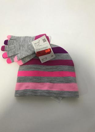 Набор шапка+ перчатки c&a 104-122 см1 фото