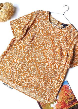 🆂🅰🅻🅴 нова гірчична блуза по типу футболки у квітковий принт, горчичная блуза с цветочками primark